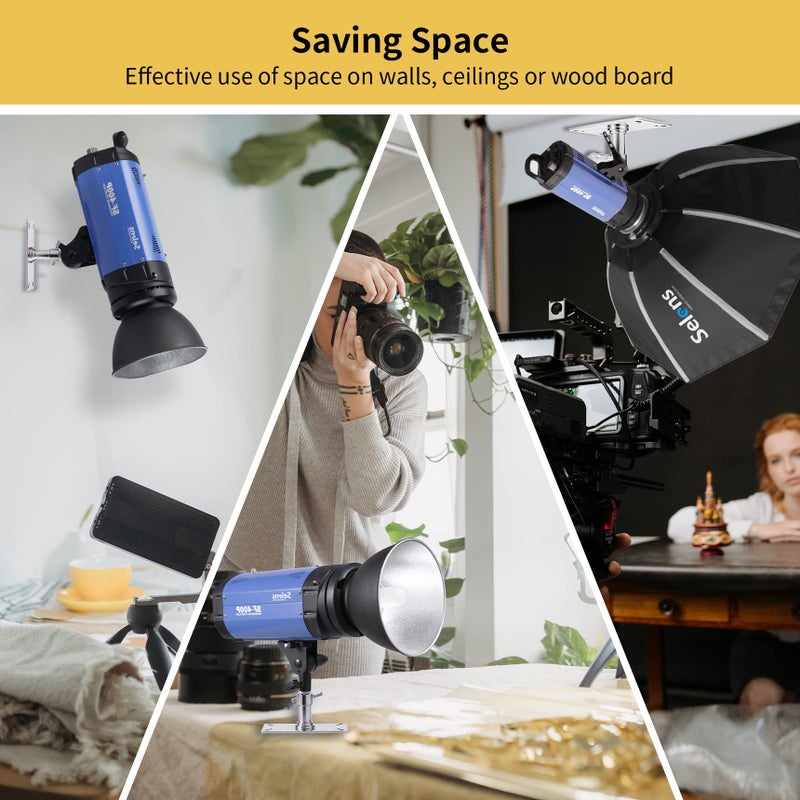 Meking Overhead Camera Wall Mount, 3.34 inch Baby Wall Plate with 1/4 and 3/8 Screw Photography Ceiling Mount for Video Studio Lighting, Strobe Light, Ring Light, Softbox, Flash - Image 4